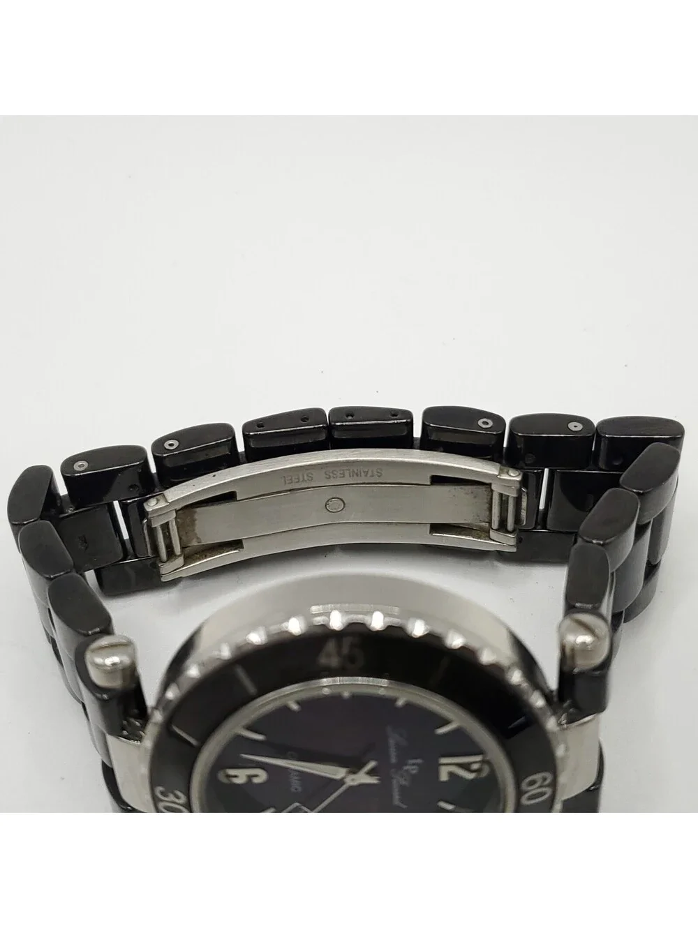 Lucien Piccard Ceramic La Tournette Watch Womens New Battery Abalone Dial 38mm